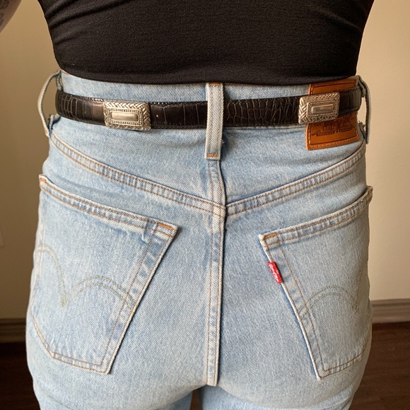 Vintage Black Leather Western Belt - Picture 4 of 7